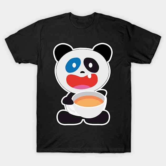 Panda Bear with Tea T-Shirt by HappyGiftArt